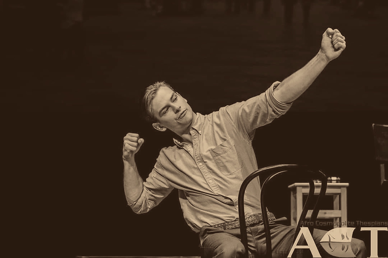 Sepia trio scene from The Merchant of Venice.