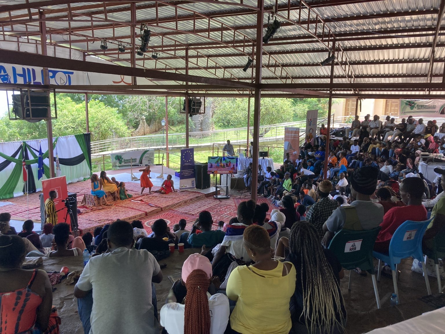 Large audience gathered in Mombasa for a public performance.